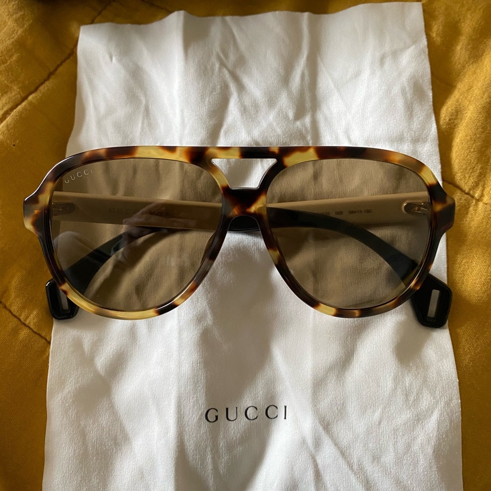 Gucci GG0463S tortoise aviator sunglasses